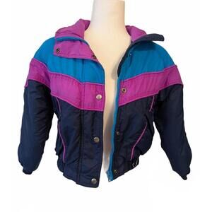 VTG Icecube Girl's Size 8 Purple Teal Colorblock Puffer Snow Ski Wear Jacket
